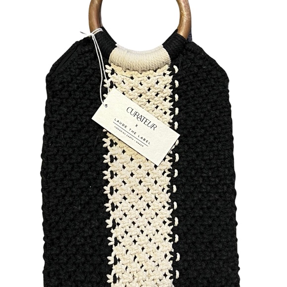 NEW - LAUDE THE LABEL Gabby Mini Macrame Black Curateur Bag - Picture 1 of 6